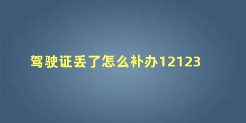 驾驶证丢了怎么补办12123