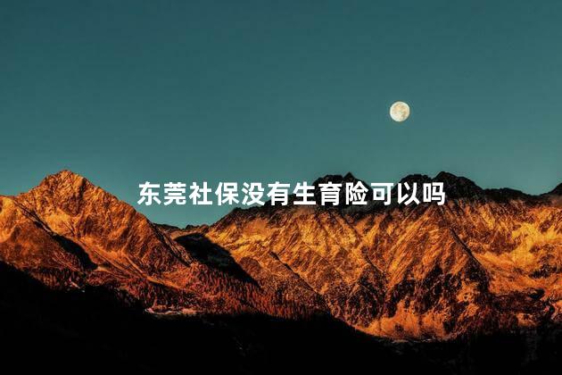 东莞社保没有生育险可以吗