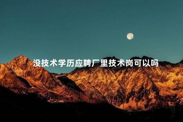 没技术学历应聘厂里技术岗可以吗