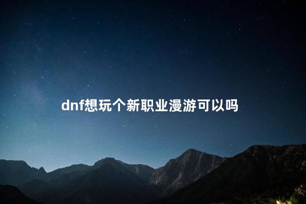 dnf想玩个新职业漫游可以吗